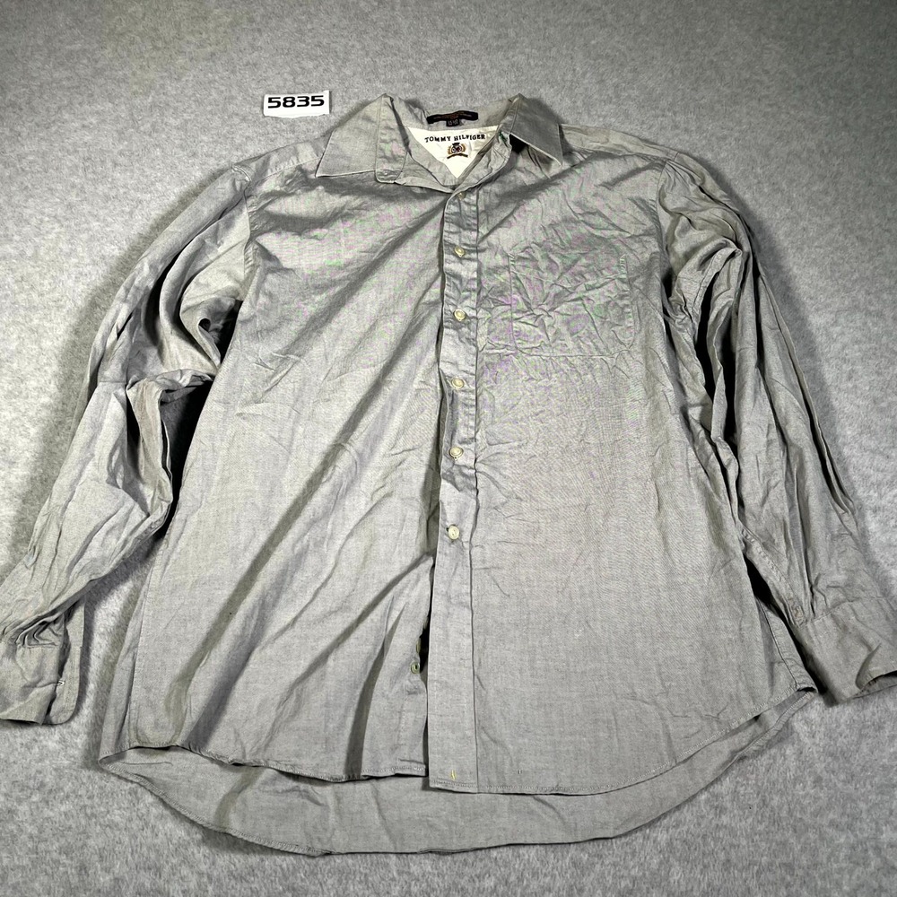 Vintage 1990s Tommy Hilfiger Dress Shirt Mens 151/2 Cotton Lion Crest Hong Kong